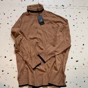 Adrianna Papell Camel Sweater with Black Trim